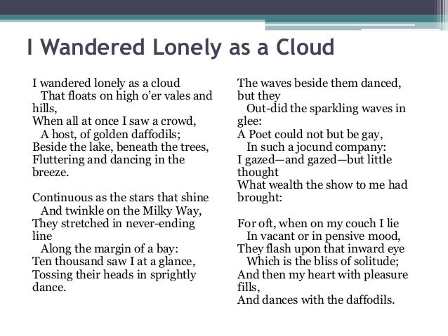 I Wandered Lonely As a Cloud - Poems by William Wordsworth
